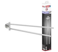 tesa Moon Toallero de brazo oscilante, apariencia de acero inoxidable, autoadhesivo, tecnología de montaje adhesiva, 83 x 50 x 456 mm