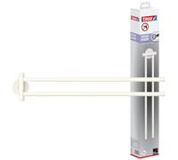 tesa MOON WHITE Toallero de bańo - 84 x 50 x 456 mm | Toallero giratorio de dos brazos sin taladrar - Metal con recubrimiento en polvo - Adhesivo incluido