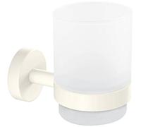 tesa® Moon White Soporte y Porta Cepillo de Dientes para Baños con Estilo Industrial o Moderno - Autoadhesivo, Sin Taladro - 96 mm x 70 mm x 109 mm - Blanco Mate