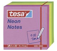 tesa Neon Notes - 6 x 80 hojas - 7,5 x 7,5 cm - verde/amarillo/rosa | Hojas adhesivas para notas en colores neón, fáciles de despegar, para la oficina y el hogar - para resaltar y tomar notas