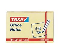 tesa Office Notes notas adhesivas - 100 hojas - 5 x 7,5 cm - amarillo | Notas adhesivas en amarillo claro - para oficina y hogar - gran adherencia y fáciles de despegar