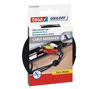 Tesa© On & Off Cable Manager, 5 m x 10 mm, Negro, Universal
