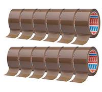 tesa Pack 64014 en paquete de 12 unidades, Precintos Cinta Adhesiva Silenciosa para embalar paquetes y cajas de envío, color marrón, 12 rollos de 66 m