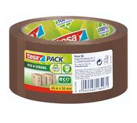tesa pack Eco & Strong ecoLogo, Cinta de Embalaje Amigable con el Medio Ambiente de PP 100% Reciclado, Resistente a los Rayos UV y al Paso del Tiempo, Marrón, 66 m x 50 mm