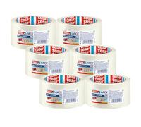 tesa Pack Solid & Strong en paquete de 6 unidades - Cinta de embalaje suave - Cinta de embalaje para cierre seguro de paquetes - 66 m x 50 mm - transparente