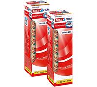 tesa Película transparente, cinta adhesiva transparente con fuerte adherencia, resistente al envejecimiento y a la rotura, caja de oficina (10 m x 19 mm, 2 rollos de 8 rollos)