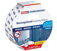 tesa Powerbond Cinta Doble Cara ESPEJOS, Cinta Doble Cara para Espejos, Cinta Adhesiva Resistente a la Humedad para Baños y Duchas, 5 m x 38 mm