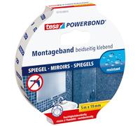 tesa Powerbond Cinta Doble Cara ESPEJOS, Cinta Doble Cara para Espejos, Cinta Adhesiva Resistente a la Humedad para Baños y Duchas, 5 m x 19 mm