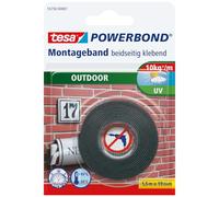 tesa Powerbond Cinta Doble Cara OUTDOOR, Cinta de Montaje para Exteriores, Resistente a los Rayos UV, al Agua y a la Temperatura, Soporta hasta 1 kg por Cada 10 cm de Cinta, 1,5m x 19mm