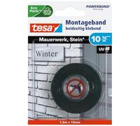tesa Powerbond para ladrillo y piedra - 1,5 m x 19 mm | Cinta de montaje de doble cara para ladrillo y piedra - para interiores y exteriores