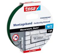 tesa Powerbond para ladrillo y piedra - 5 m x 19 mm | Cinta de montaje de doble cara para ladrillo y piedra - para interiores y exteriores