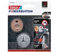 tesa Gancho adhesivo Powerbutton – Montaje sin taladrar, hasta 6 kg – Mediano cromado