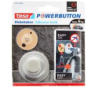 tesa Powerbutton - Gancho Adhesivo Redondo para Pared - Montaje sin Taladrar - Alta Fuerza de Fijación hasta 6 kg con Tecnología Powerbutton - 36 x 5 x 5 mm - Acero