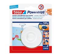tesa Powerstrips Gancho para Techos - Gancho Adhesivo de Plástico para Decoración de Techos y Colgantes con tesa Powerstrips Grande - Blanco - Soporta hasta 500 g