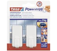 tesa Powerstrips Ganchos Grandes Clásicos - Gancho Adhesivo Removible para Cristal, Azulejos, Madera, Plástico y Otras Superficies - Blanco - Soporta hasta 2 kg
