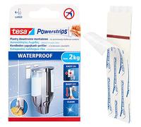 tesa Powerstrips - Juego de 6 tiras de energía resistentes al agua y 6 paños de limpieza de hasta 2 kg de peso, resistentes al agua, sin dejar rastros, accesorios para baño y ducha, accesorios de baño