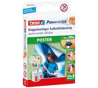 tesa Powerstrips POSTER - 20 tiras adhesivas de doble cara | Tiras autoadhesivas para pósteres y carteles - capacidad de sujeción de hasta 200 g