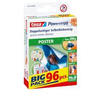 tesa Powerstrips POSTER - Tiras Adhesivas Doble Cara para Pósters - Tiras Autoadhesivas para Colgar Fotos, Cónicas - Soporta hasta 200 g - Paquete con 96 Piezas