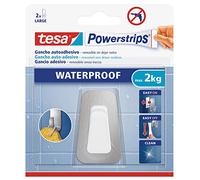 tesa Powerstrips Waterproof gancho acero y blanco grandes + tiras