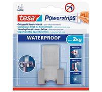 tesa Powerstrips Waterproof Soporte de Acero para Maquinilla de Afeitar - Portamaquinillas de Acero Inoxidable Removible para la Ducha - Soporta hasta 2 kg