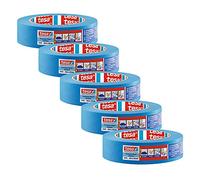 tesa Precision 4440 - Cinta adhesiva para exteriores (5 unidades, resistente a la intemperie, para enmascarar y cubrir con precisión, 50 m x 30 mm), color azul