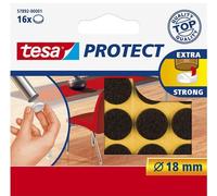 Tesa Protector Antirrasguños Fieltro, Marrón, Ø18 mm, Blister 16 Unidades