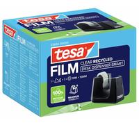 tesa Smart Recycled Dispensador de sobremesa - 1 rollo Clear Recycled | Dispensador de sobremesa con 1 rollo de 10 m x 15 mm - Base antideslizante para una sujeción segura