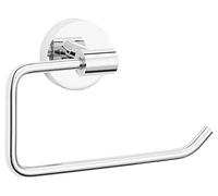 tesa Soporte portarrollos WC sin Tapa EXXCELLENT, metal cromado brillante, autoadhesivo, tecnología adhesiva de montaje, 106mm x 135mm x 45mm