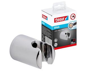 tesa SPAA Soporte para cabezal de ducha - 40 x 40 x 58 mm | Soporte para ducha de mano sin taladrar - Inoxidable - Adhesivo incluido