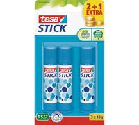 tesa Stick Pegamento en Barra ecoLogo - Barra de Pegamento sin Olor para Papel y Cartón - Sin Disolventes y Amigable con el Medio Ambiente - 3 x 10 g