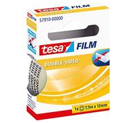 tesa tesafilm Double-Sided Cinta de doble cara - 1 rollo - 7,5 m x 12 mm | Cinta transparente de doble cara - Para fijar fotos, papel y cartón ligero de forma discreta - Fácil de desenrollar