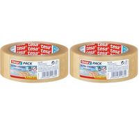 tesa tesapack Cinta Adhesiva para Embalar, Sellar y Empaquetar, Resistente al envejecimiento y al desgarro, Extra fuerte y sin disolventes, 66 m x 38 mm, Transparente (Paquete de 2)