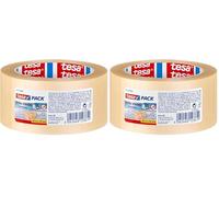 tesa tesapack Cinta Adhesiva para Embalar, Sellar y Empaquetar, Resistente al envejecimiento y al desgarro, Extra fuerte y sin disolventes, 66 m x 50 mm, Transparente (Paquete de 2)