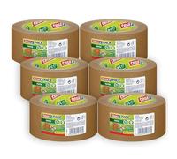 tesa tesapack Papel ecoLogo - Cinta de Embalaje de Papel Amigable con el Medio Ambiente, 60 Prozent de Material de Origen Biológico - Marrón - 50 m x 50 mm, Paquete con 6 Cintas