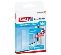 tesa Tiras adhesivas para superficies transparentes - 1 kg - 8 uds. | Con tecnología tesa Powerstrips - para interiores - hasta 1 kg - gancho transparente reutilizable