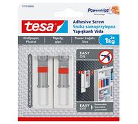 tesa - Tornillos adhesivos ajustables para papel pintado y yeso - Para colgar y alinear objetos de hasta 1 kg - Superficies lisas e irregulares - Reutilizable, altura ajustable