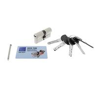 Tesa Assa Abloy, TX854040N, Cilindro de Alta Seguridad, TX80, Doble Embrague, Leva Larga, Llave - Llave, Niquelado, 40 x 40 mm