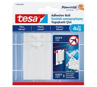 tesa UK 77766-00005-00 - Clavo Adhesivo extraíble para Azulejos, Metal y Superficies Lisas, Transparente, 4 kg por 8 kg