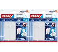 tesa UK 77766-00005-00 - Clavo Adhesivo extraíble para Azulejos, Metal y Superficies Lisas, Transparente, 4 kg por 8 kg (Paquete de 2)