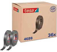 tesaband 4688 Cinta de tela - Pack de 36 - Plata mate - 50 m x 25 mm | Cinta de reparación de malla - Impermeable y resistente a la temperatura - Para interiores