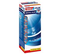 tesafilm Cristal Clear, Cinta Adhesiva Ultra Transparente, Alta Adhesión, Alta Resistencia a Roturas, 8 Rollos 33 m x 19 mm, Transparente