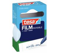tesafilm Invisible Cinta adhesiva transparente - 10 m x 19 mm | Cinta adhesiva casi invisible y neutra en fotocopias - Rasgable a mano - Desenrollado silencioso - Resistente a los rayos UV