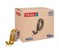 tesafix 4952 Cinta de montaje - Pack de 16 - 50 m x 19 mm cada una | 16 rollos de cinta de doble cara resistente a la humedad - montaje sin taladrar - para ambientes húmedos - blanca