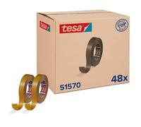 tesafix 51570 Cinta de montaje - Pack de 48 - 50 m x 25 mm cada una | 48 rollos de cinta transparente de doble cara - montaje sin taladrar - versátil y de alta adherencia