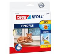 tesamoll Perfil P - Burlete de Caucho Autoadhesivo para Aislar Ventanas y Puertas y Sellar Huecos - Blanco - 10 m x 9 mm x 5.5 mm