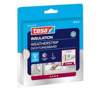 tesamoll Perfil P, Burlete de Caucho Autoadhesivo para Aislar Ventanas y Puertas y Sellar Huecos, Blanco, 6 m x 9 mm x 5.5 mm