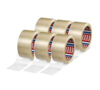 tesapack 4280 Cinta de embalaje PP - Transparente - 6 rollos - 66 m x 50 mm | Cinta de embalaje de PP para paquetes ligeros y medianos - Fácil de desenrollar