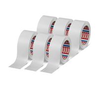 tesapack 4313 Cinta adhesiva de papel - Blanca - 6 rollos - 50 m x 50 mm | Cinta de embalaje para paquetes ligeros y medianos - Sin disolventes ni cloro - Desenrollado silencioso