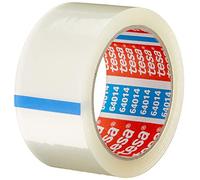 Tesapack 64014 - Cinta de embalaje silenciosa para empacar paquetes y cajas de envío, transparente, 1 rollo de 66 m 50 mm