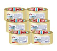 tesapack - Cinta Adhesiva para Embalar, Sellar y Empaquetar - Resistente al envejecimiento y al desgarro - Extra fuerte y sin disolventes - 6x 66 m x 50 mm - Transparente